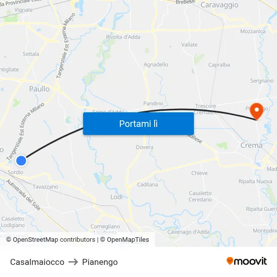 Casalmaiocco to Pianengo map