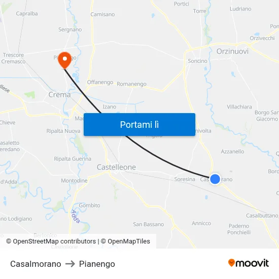 Casalmorano to Pianengo map