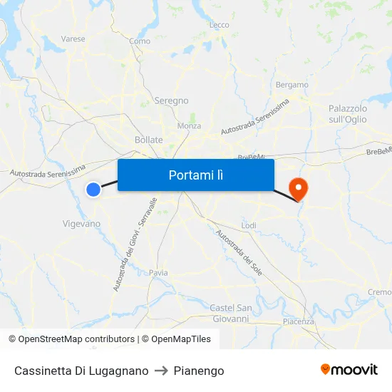 Cassinetta Di Lugagnano to Pianengo map