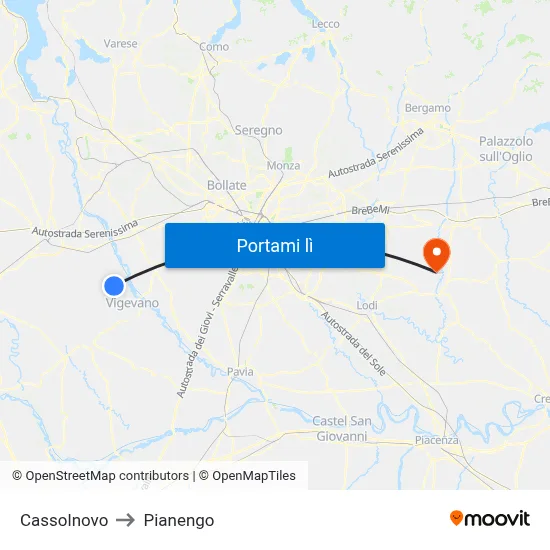Cassolnovo to Pianengo map