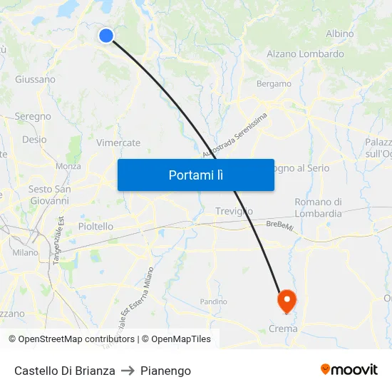 Castello Di Brianza to Pianengo map