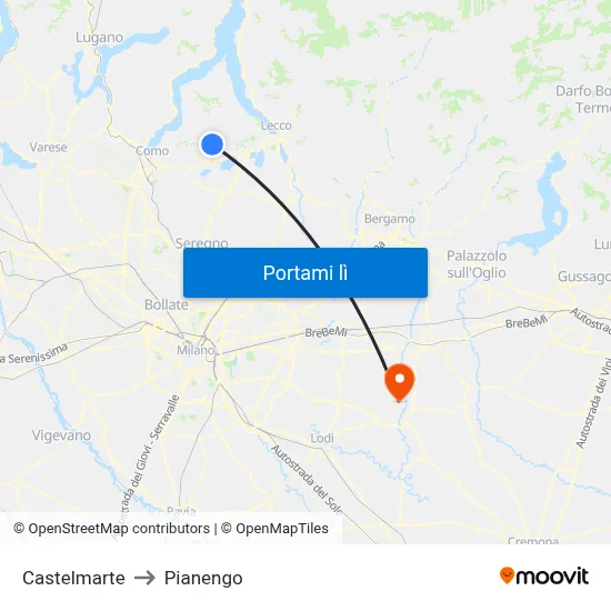 Castelmarte to Pianengo map