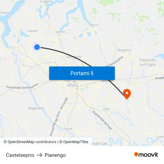 Castelseprio to Pianengo map