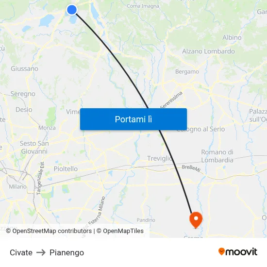 Civate to Pianengo map