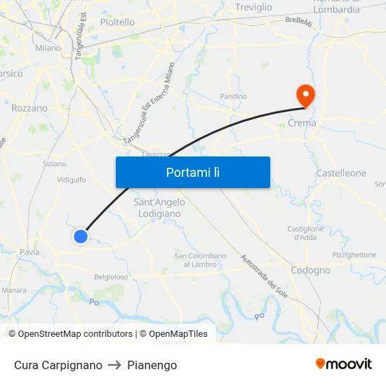 Cura Carpignano to Pianengo map