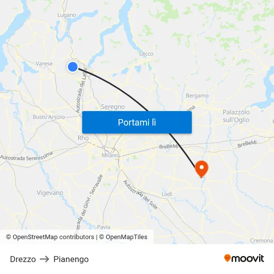 Drezzo to Pianengo map