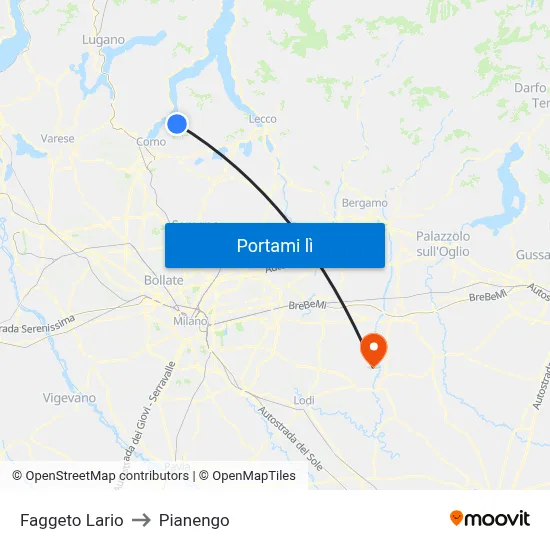 Faggeto Lario to Pianengo map