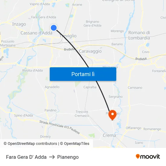 Fara Gera D' Adda to Pianengo map