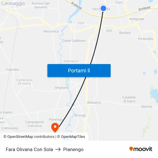 Fara Olivana Con Sola to Pianengo map