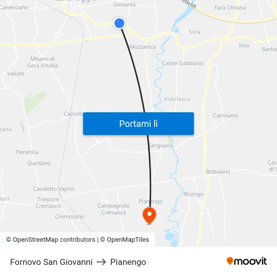 Fornovo San Giovanni to Pianengo map