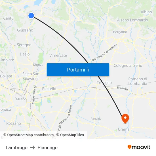 Lambrugo to Pianengo map