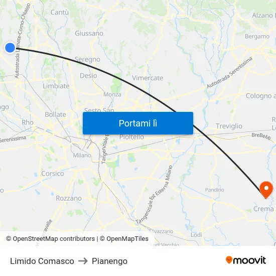 Limido Comasco to Pianengo map