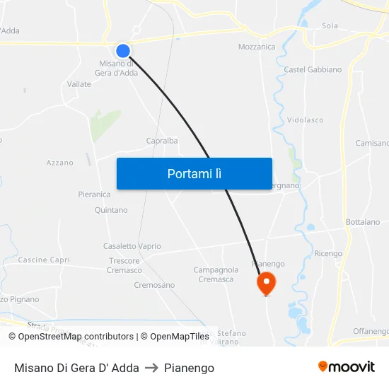 Misano Di Gera D' Adda to Pianengo map