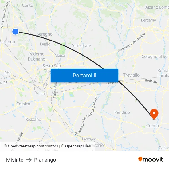 Misinto to Pianengo map