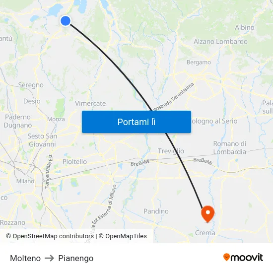 Molteno to Pianengo map