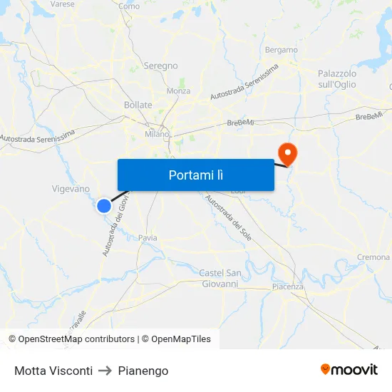 Motta Visconti to Pianengo map