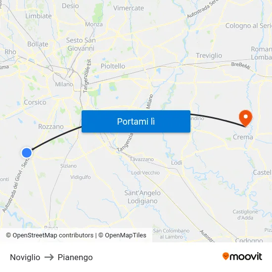 Noviglio to Pianengo map