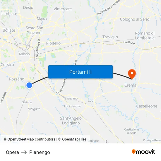 Opera to Pianengo map