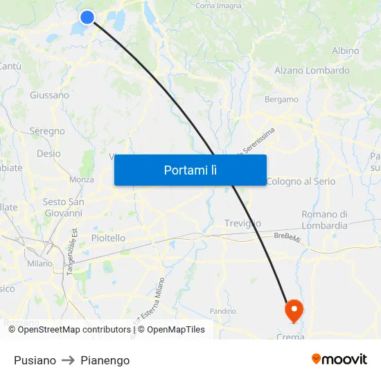 Pusiano to Pianengo map