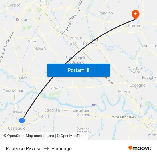 Robecco Pavese to Pianengo map