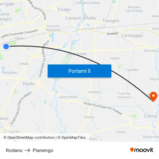 Rodano to Pianengo map