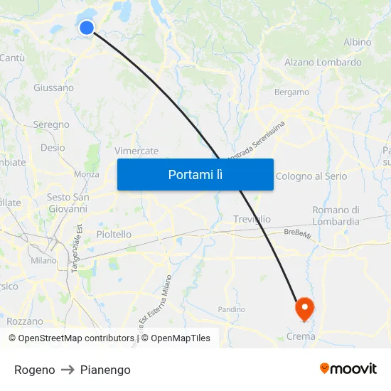 Rogeno to Pianengo map
