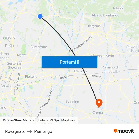 Rovagnate to Pianengo map