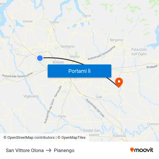 San Vittore Olona to Pianengo map