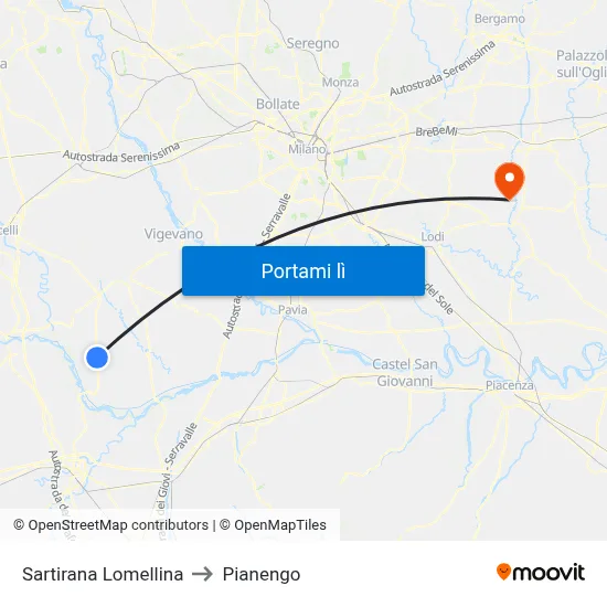 Sartirana Lomellina to Pianengo map