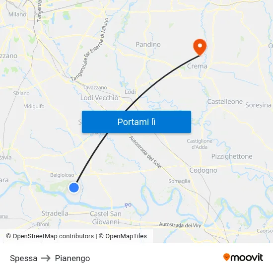 Spessa to Pianengo map
