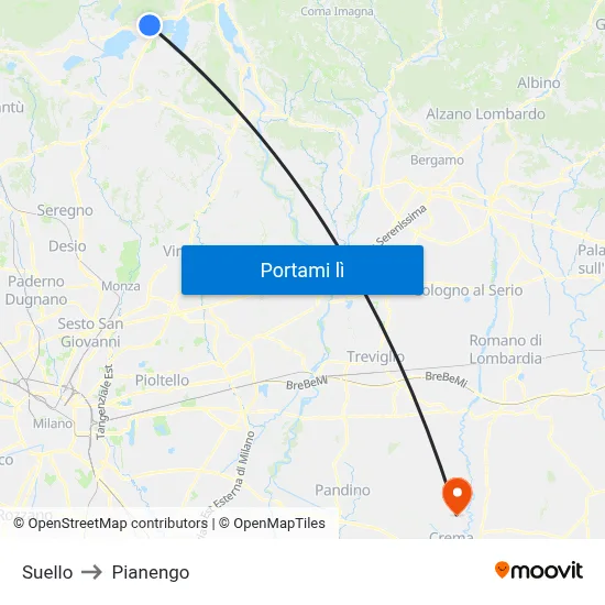 Suello to Pianengo map