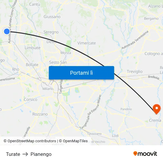 Turate to Pianengo map