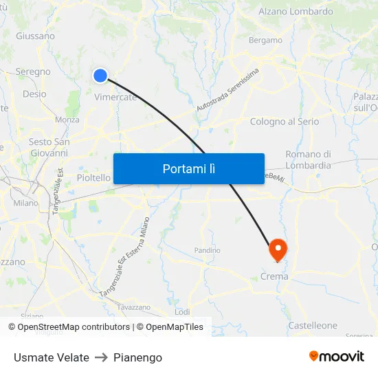 Usmate Velate to Pianengo map
