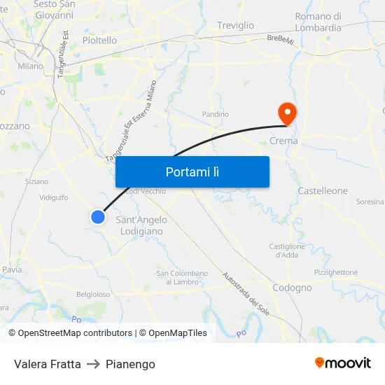 Valera Fratta to Pianengo map