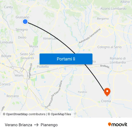 Verano Brianza to Pianengo map