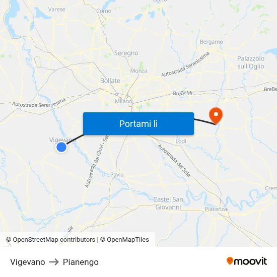 Vigevano to Pianengo map