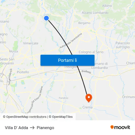 Villa D' Adda to Pianengo map