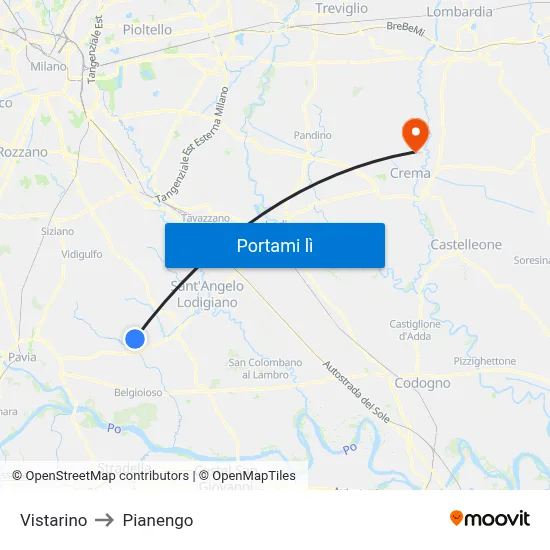 Vistarino to Pianengo map