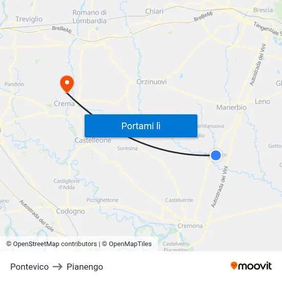 Pontevico to Pianengo map