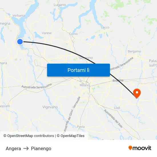 Angera to Pianengo map