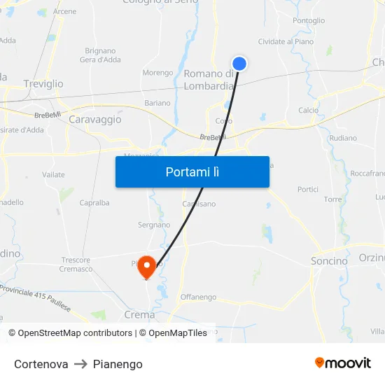 Cortenova to Pianengo map