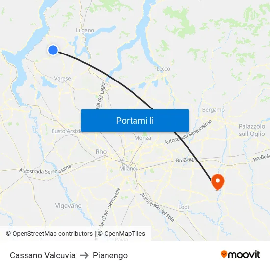 Cassano Valcuvia to Pianengo map