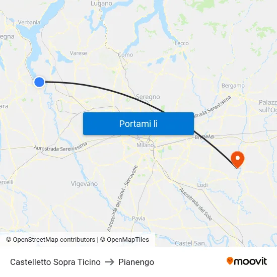 Castelletto Sopra Ticino to Pianengo map