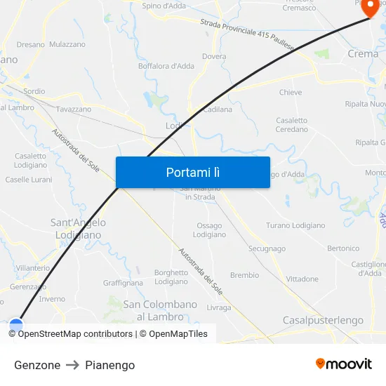Genzone to Pianengo map