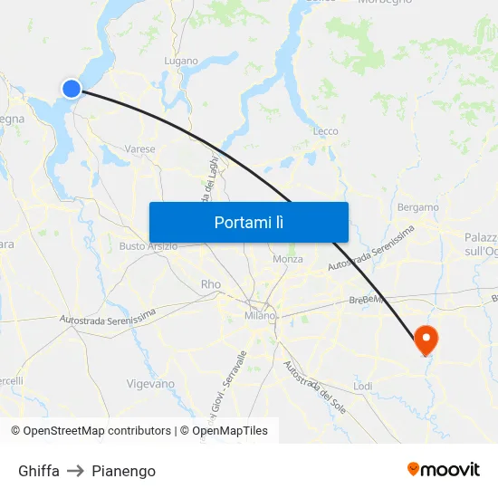 Ghiffa to Pianengo map