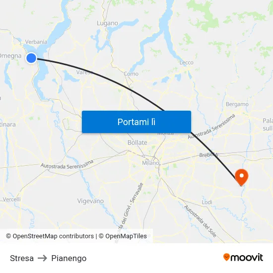 Stresa to Pianengo map