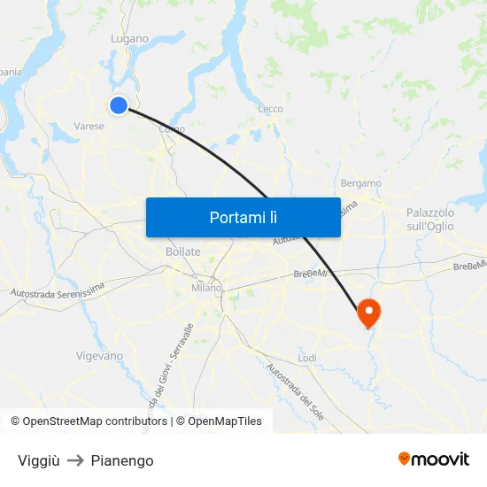 Viggiù to Pianengo map