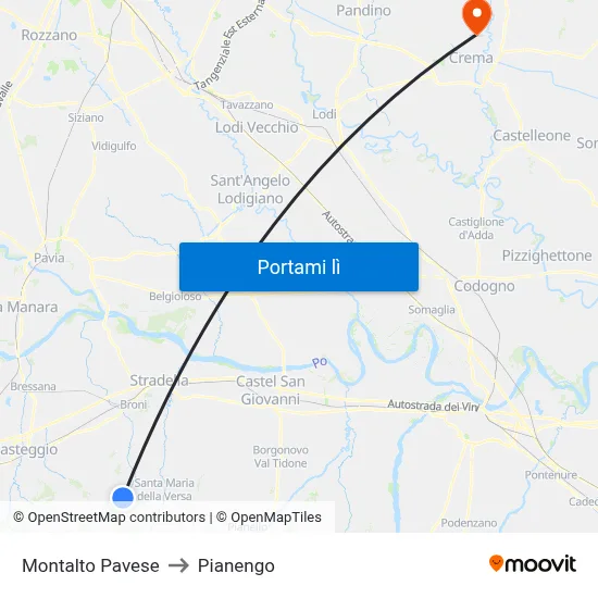 Montalto Pavese to Pianengo map