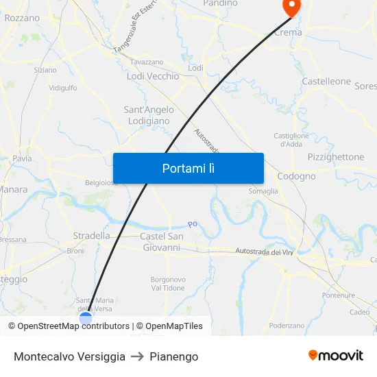 Montecalvo Versiggia to Pianengo map