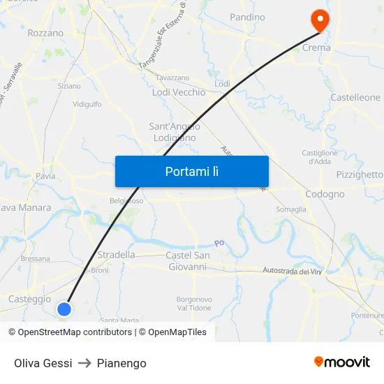 Oliva Gessi to Pianengo map